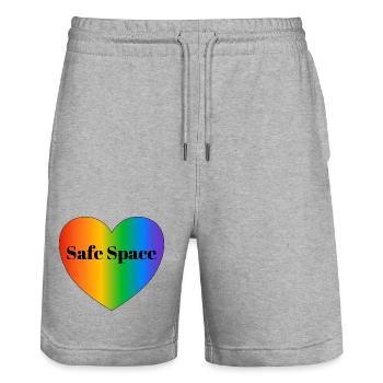 Espace sûr drapeau de la fierté LGBT - Short de jogging bio TRAINER Stanley/Stella unisexe - gris chiné - Devant - Nik (191cm) & Marisol (170cm)