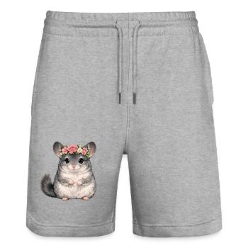 Chinchilla - Stanley/Stella Trainer Unisex Organic Jogging Shorts - heather grey - Front - Nik (191cm) & Marisol (170cm)