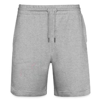 Isi Pisi Lemon Squeezi - Pink - by Maison Bichon - Stanley/Stella Trainer Unisex Organic Jogging Shorts - heather grey - Front - Nik (191cm) & Marisol (170cm)