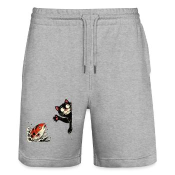 Koi Fish Koi Carp KOI CAT Koi - Stanley/Stella Trainer Unisex Organic Jogging Shorts - heather grey - Front - Nik (191cm) & Marisol (170cm)