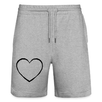 Herz - Stanley/Stella Unisex Bio Joggingshorts Trainer  - Grau meliert - Vorne - Nik (191cm) & Marisol (170cm)