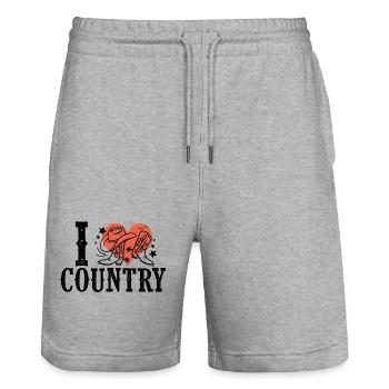 Ich mag Country-Musik - Stanley/Stella Unisex Bio Joggingshorts Trainer  - Grau meliert - Vorne - Nik (191cm) & Marisol (170cm)