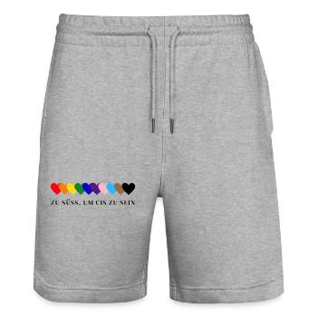 Zu süß um CIS zu sein Regenbogen Herzen - Stanley/Stella Unisex Bio Joggingshorts Trainer  - Grau meliert - Vorne - Nik (191cm) & Marisol (170cm)