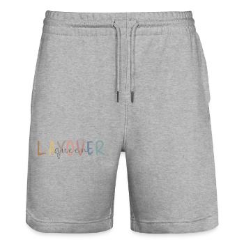 Flight Attendant Geschenk - Flugbegleiter Geschenk - Stanley/Stella Unisex Bio Joggingshorts Trainer  - Grau meliert - Vorne - Nik (191cm) & Marisol (170cm)