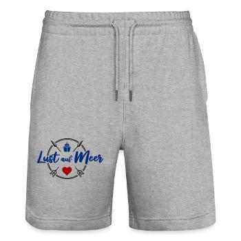 Lust auf Meer - Stanley/Stella Unisex Bio Joggingshorts Trainer  - Grau meliert - Vorne - Nik (191cm) & Marisol (170cm)