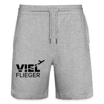 Vielflieger - Stanley/Stella Unisex Bio Joggingshorts Trainer  - Grau meliert - Vorne - Nik (191cm) & Marisol (170cm)