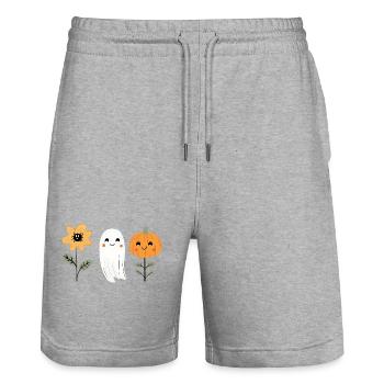 Cute Kids Halloween Adorable Pumpkin, Ghost - Stanley/Stella Trainer Unisex Organic Jogging Shorts - heather grey - Front - Nik (191cm) & Marisol (170cm)