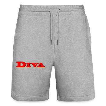 DIVA - Stanley/Stella Unisex Bio Joggingshorts Trainer  - Grau meliert - Vorne - Nik (191cm) & Marisol (170cm)