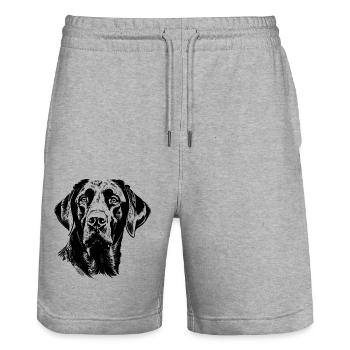 Labrador Retriever - Stanley/Stella Unisex Bio Joggingshorts Trainer  - Grau meliert - Vorne - Nik (191cm) & Marisol (170cm)