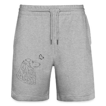 Collie mit Schmetterling - Stanley/Stella Unisex Bio Joggingshorts Trainer  - Grau meliert - Vorne - Nik (191cm) & Marisol (170cm)