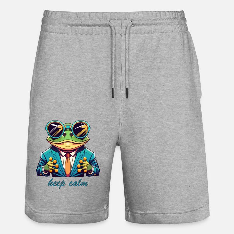 Cool Frog - Stanley/Stella Unisex Bio Joggingshorts Trainer  - Grau meliert