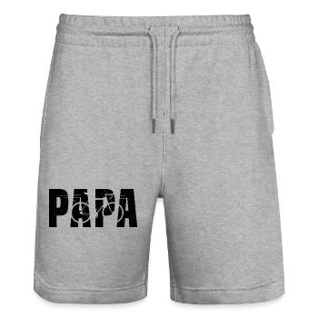 Papa Cycliste très Cool Vélo Cadeau - Short de jogging bio TRAINER Stanley/Stella unisexe - gris chiné - Devant - Nik (191cm) & Marisol (170cm)