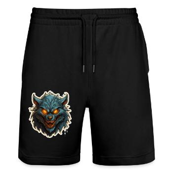 Halloween Werwolf - Stanley/Stella Unisex Bio Joggingshorts Trainer  - Schwarz - Vorne - Nik (191cm) & Marisol (170cm)