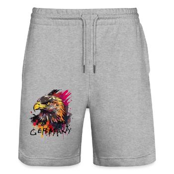 Eagle Germany Adlerkopf schwarz-rot-gold national - Stanley/Stella Unisex Bio Joggingshorts Trainer  - Grau meliert - Vorne - Nik (191cm) & Marisol (170cm)