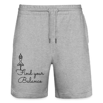 Find your Balance - Stanley/Stella Trainer Unisex Organic Jogging Shorts - heather grey - Front - Nik (191cm) & Marisol (170cm)