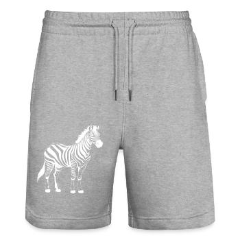 Zèbre blanc - Short de jogging bio TRAINER Stanley/Stella unisexe - gris chiné - Devant - Nik (191cm) & Marisol (170cm)