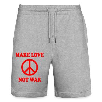 Make love not war - Short de jogging bio TRAINER Stanley/Stella unisexe - gris chiné - Devant - Nik (191cm) & Marisol (170cm)