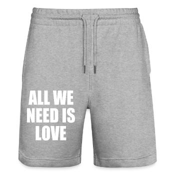 all we need is love - Stanley/Stella Unisex Bio Joggingshorts Trainer  - Grau meliert - Vorne - Nik (191cm) & Marisol (170cm)