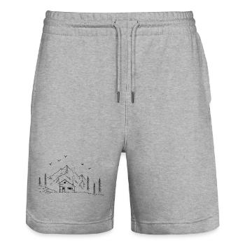 Mountain hut - Stanley/Stella Trainer Unisex Organic Jogging Shorts - heather grey - Front - Nik (191cm) & Marisol (170cm)
