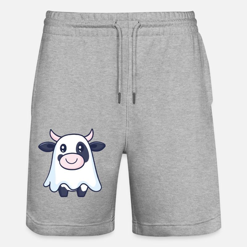 Vache Halloween Bande Dessinée Fantôme - Short de jogging bio TRAINER Stanley/Stella unisexe - gris chiné