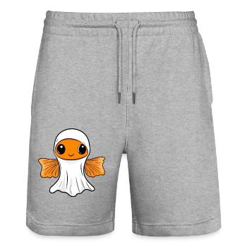 Poisson rouge Halloween Bande dessinée Fantôme - Short de jogging bio TRAINER Stanley/Stella unisexe - gris chiné - Devant - Nik (191cm) & Marisol (170cm)