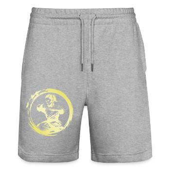 Karate Woman - Stanley/Stella Trainer Unisex Organic Jogging Shorts - heather grey - Front - Nik (191cm) & Marisol (170cm)
