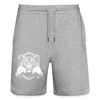 Tiger Boxer Fighter - Short de jogging bio TRAINER Stanley/Stella unisexe - gris chiné - Devant - Nik (191cm) & Marisol (170cm)