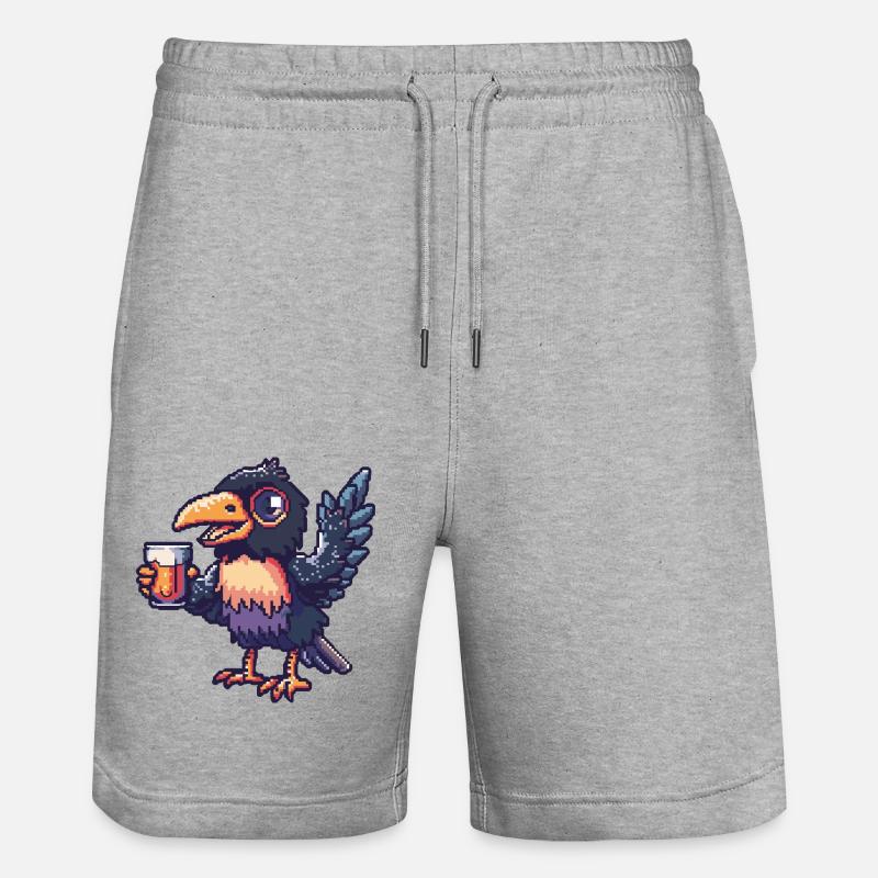Bière Raven Crow Pixel - Short de jogging bio TRAINER Stanley/Stella unisexe - gris chiné