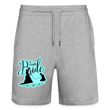 Équipe Mariée Mariage Poule - Short de jogging bio TRAINER Stanley/Stella unisexe - gris chiné - Devant - Nik (191cm) & Marisol (170cm)