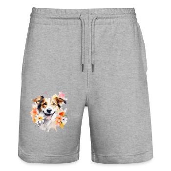 Mignon aquarelle drôle de chien - Short de jogging bio TRAINER Stanley/Stella unisexe - gris chiné - Devant - Nik (191cm) & Marisol (170cm)