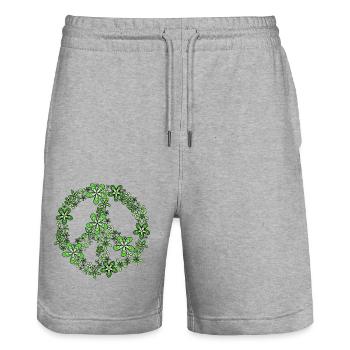 Peace - Stanley/Stella Unisex Bio Joggingshorts Trainer  - Grau meliert - Vorne - Nik (191cm) & Marisol (170cm)