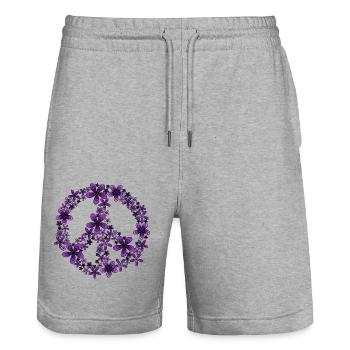 Peace - Stanley/Stella Unisex Bio Joggingshorts Trainer  - Grau meliert - Vorne - Nik (191cm) & Marisol (170cm)
