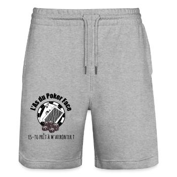 T-shirt L'As du Poker Face - Short de jogging bio TRAINER Stanley/Stella unisexe - gris chiné - Devant - Nik (191cm) & Marisol (170cm)