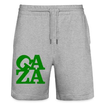 Gaza - Short de jogging bio TRAINER Stanley/Stella unisexe - gris chiné - Devant - Nik (191cm) & Marisol (170cm)