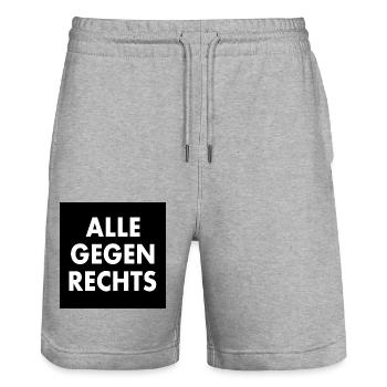 Alle bleiben hier - Stanley/Stella Unisex Bio Joggingshorts Trainer  - Grau meliert - Vorne - Nik (191cm) & Marisol (170cm)