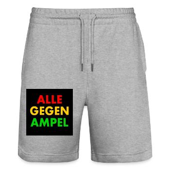 Alle gegen ampel - Stanley/Stella Unisex Bio Joggingshorts Trainer  - Grau meliert - Vorne - Nik (191cm) & Marisol (170cm)