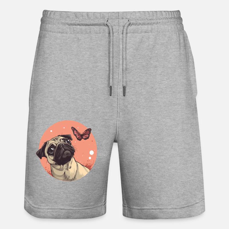 Carlin avec papillon - Short de jogging bio TRAINER Stanley/Stella unisexe - gris chiné