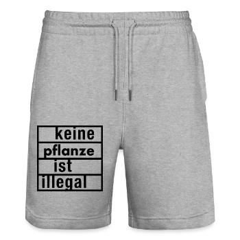 keine pflanze ist illegal - Stanley/Stella Unisex Bio Joggingshorts Trainer  - Grau meliert - Vorne - Nik (191cm) & Marisol (170cm)