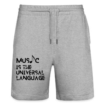 Collection : La musique est le langage universel - Short de jogging bio TRAINER Stanley/Stella unisexe - gris chiné - Devant - Nik (191cm) & Marisol (170cm)