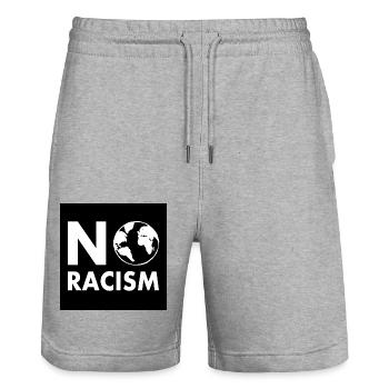 No racism - Short de jogging bio TRAINER Stanley/Stella unisexe - gris chiné - Devant - Nik (191cm) & Marisol (170cm)