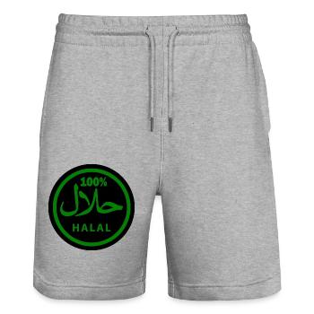 Halal - Stanley/Stella Unisex Bio Joggingshorts Trainer  - Grau meliert - Vorne - Nik (191cm) & Marisol (170cm)