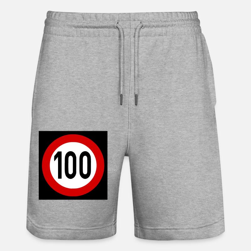 Geschwindigkeitsszeichen TempoLimit 100 Schild - Stanley/Stella Unisex Bio Joggingshorts Trainer  - Grau meliert