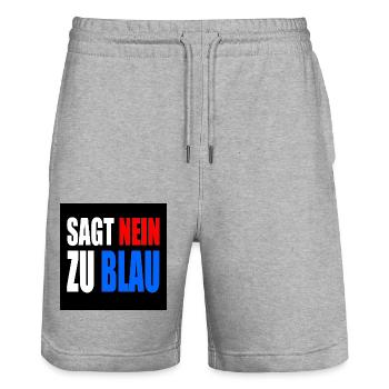 dit non au bleu - Short de jogging bio TRAINER Stanley/Stella unisexe - gris chiné - Devant - Nik (191cm) & Marisol (170cm)