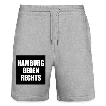 hamburg gegen rechts - Stanley/Stella Unisex Bio Joggingshorts Trainer  - Grau meliert - Vorne - Nik (191cm) & Marisol (170cm)