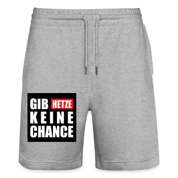 gib hetze keine chance - Stanley/Stella Unisex Bio Joggingshorts Trainer  - Grau meliert - Vorne - Nik (191cm) & Marisol (170cm)