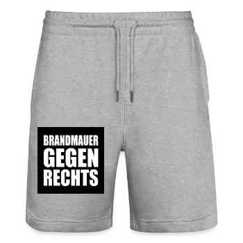 brandmauer gegen rechts - Stanley/Stella Unisex Bio Joggingshorts Trainer  - Grau meliert - Vorne - Nik (191cm) & Marisol (170cm)