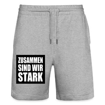 zusammen sind wir stark - Stanley/Stella Unisex Bio Joggingshorts Trainer  - Grau meliert - Vorne - Nik (191cm) & Marisol (170cm)