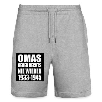 Omas gegen rechts - Stanley/Stella Unisex Bio Joggingshorts Trainer  - Grau meliert - Vorne - Nik (191cm) & Marisol (170cm)