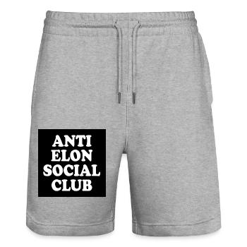 anti elon social club - Stanley/Stella Unisex Bio Joggingshorts Trainer  - Grau meliert - Vorne - Nik (191cm) & Marisol (170cm)