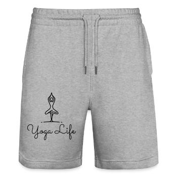 Yoga La vie - Short de jogging bio TRAINER Stanley/Stella unisexe - gris chiné - Devant - Nik (191cm) & Marisol (170cm)